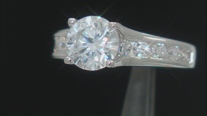 White Cubic Zirconia Platinum Over Sterling Silver Ring 4.12ctw Video Thumbnail