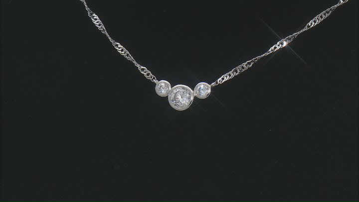 White Cubic Zirconia Platinum Over Sterling Silver Necklace 1.14ctw Video Thumbnail
