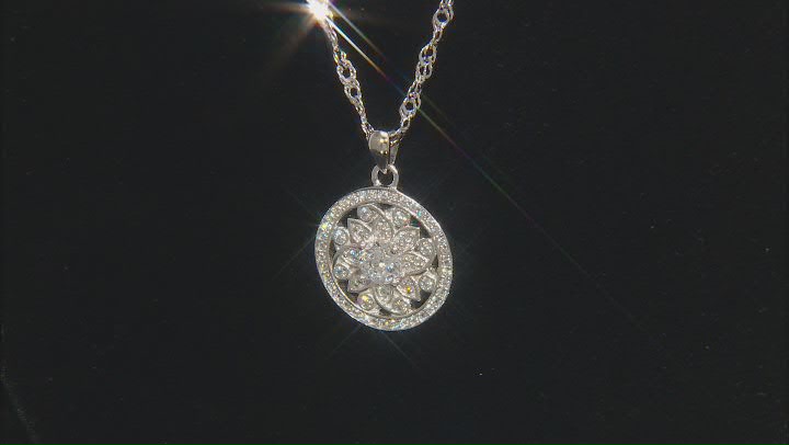 White Cubic Zirconia Platinum Over Sterling Silver Pendant 0.88ctw Video Thumbnail