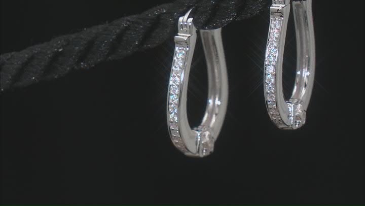 White Cubic Zirconia Rhodium Over Sterling Silver Hoops 0.41ctw Video Thumbnail
