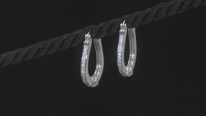 White Cubic Zirconia Rhodium Over Sterling Silver Hoops 0.41ctw Video Thumbnail