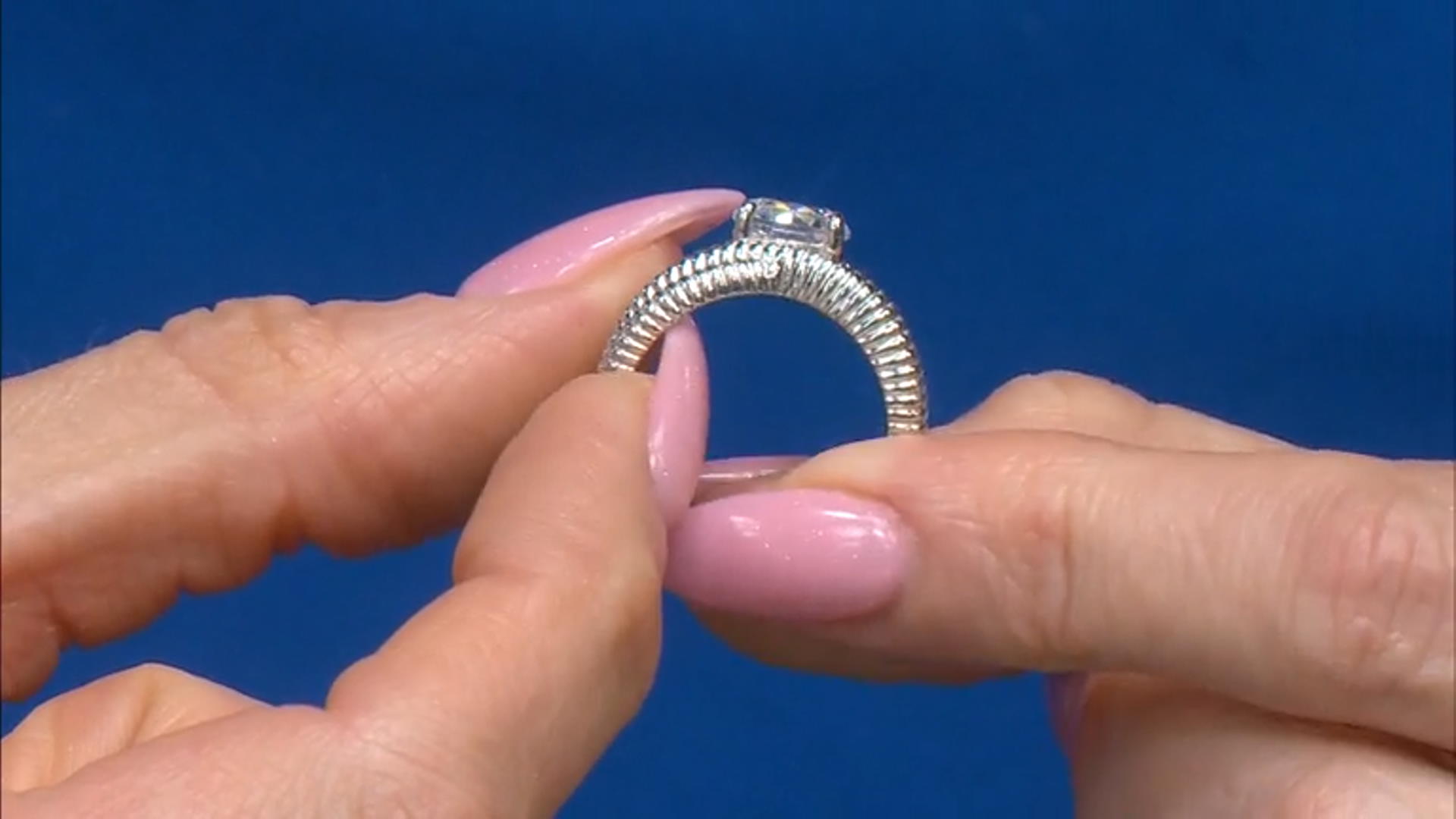 White Cubic Zirconia Platinum Over Sterling Silver Ring 3.46ctw Video Thumbnail