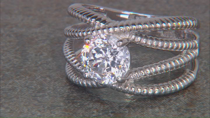 White Cubic Zirconia Platinum Over Sterling Silver Ring 3.46ctw Video Thumbnail