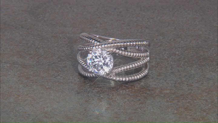 White Cubic Zirconia Platinum Over Sterling Silver Ring 3.46ctw Video Thumbnail