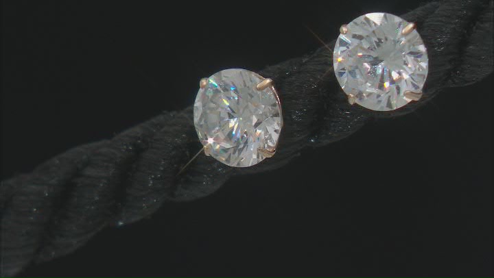 White Cubic Zirconia 14k Gold Studs 2.30ctw Video Thumbnail