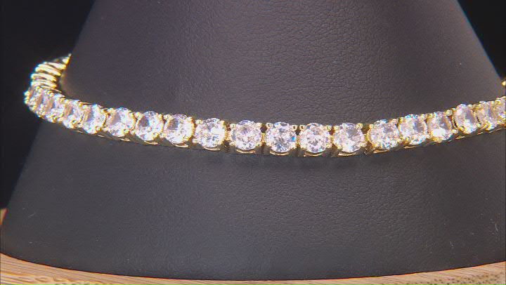 White Cubic Zirconia 18k Yellow Gold Over Brass Emulous Tennis Bracelet 18.06ctw Video Thumbnail