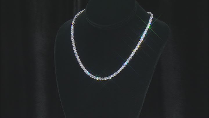 White Cubic Zirconia Silver Tone Brass Tennis Necklace 45.0ctw Video Thumbnail