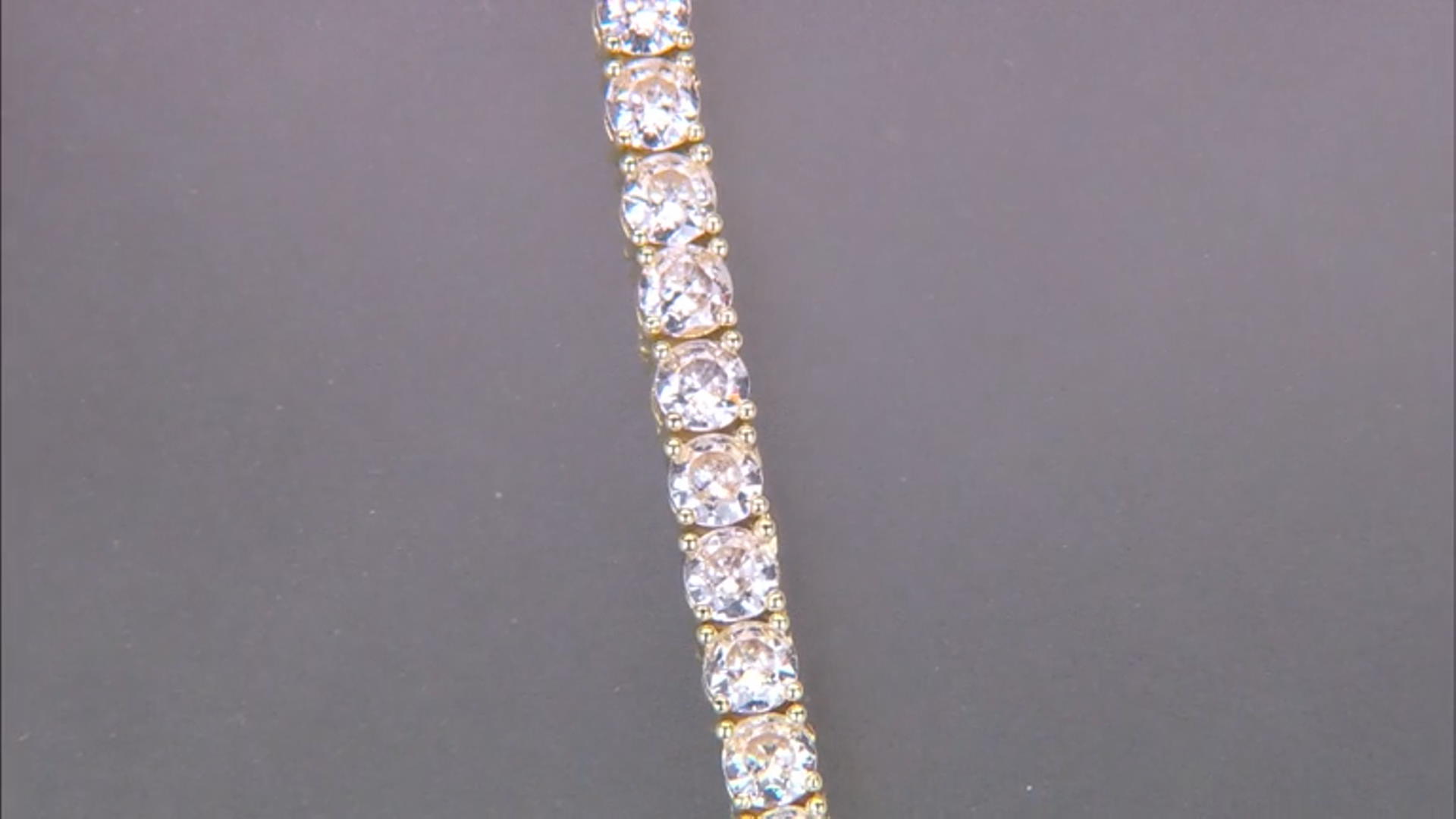White Cubic Zirconia 18k Yellow Gold Over Brass Tennis Necklace 45.0ctw Video Thumbnail