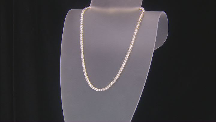 White Cubic Zirconia 18k Yellow Gold Over Brass Tennis Necklace 45.0ctw Video Thumbnail