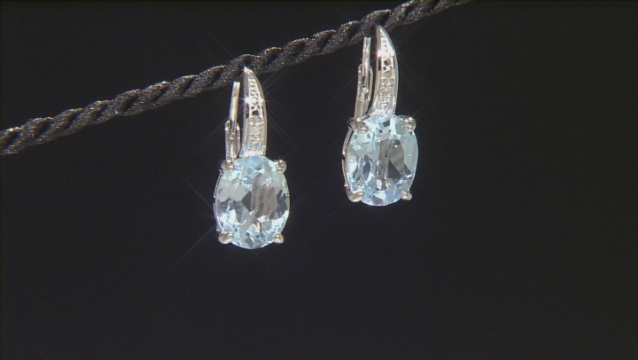 Blue Topaz And Diamond Accent Rhodium Over Sterling Silver Drop Earrings 6.00ctw Video Thumbnail