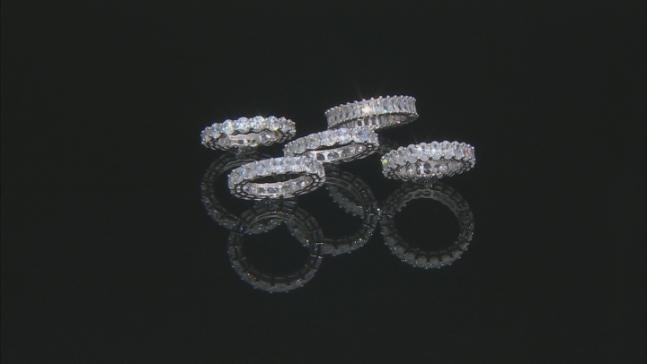 White Cubic Zirconia Rhodium Over Sterling Silver Rings Set Of 5 35.00ctw Video Thumbnail