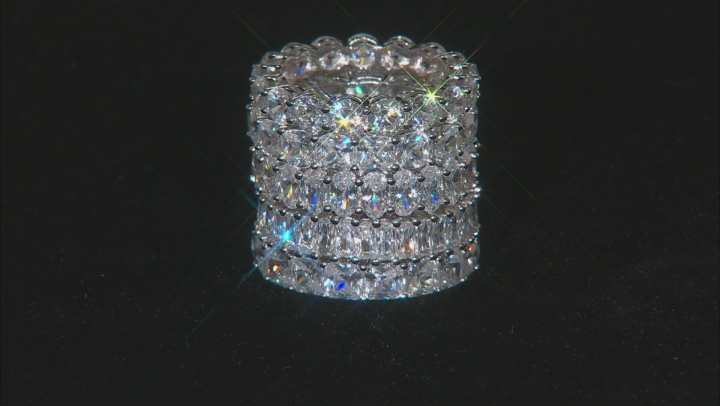 White Cubic Zirconia Rhodium Over Sterling Silver Rings Set Of 5 35.00ctw Video Thumbnail