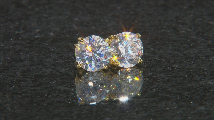 White Cubic Zirconia 18K Yellow Gold Over Silver Earrings Set Of 5 15.73ctw Video Thumbnail