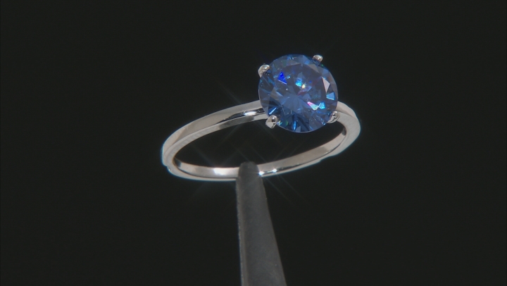 Blue & White Cubic Zirconia Rhodium Over Sterling Silver Center Design Ring With Guard Video Thumbnail