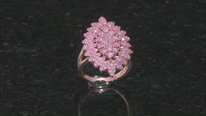 Pink Cubic Zirconia 18K Rose Gold Over Sterling Silver Cluster Ring 2.76ctw Video Thumbnail