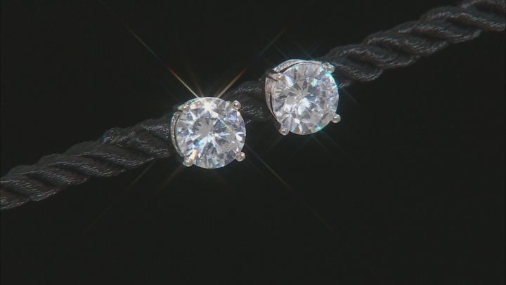 White Cubic Zirconia Rhodium Over Sterling Silver Earrings Set 12.94ctw Video Thumbnail