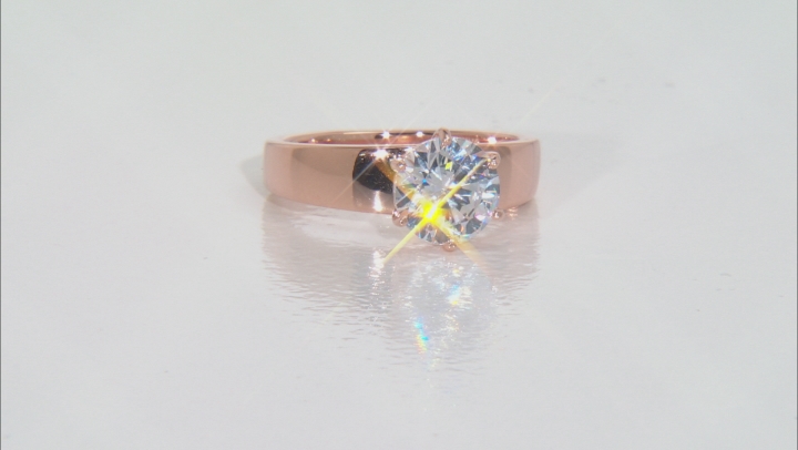 White Cubic Zirconia, Rhodium, 18k Yellow, and Rose Gold Over Silver Solitaire Ring Set Of 3 Video Thumbnail