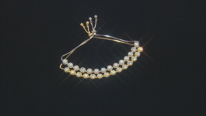 White Cubic Zirconia 18K Yellow Gold Over Sterling Silver Adjustable Bracelet 6.02CTW Video Thumbnail