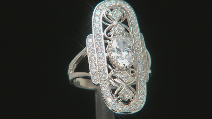 Cubic Zirconia Rhodium Over Sterling Silver Statement Ring 3.80ctw Video Thumbnail