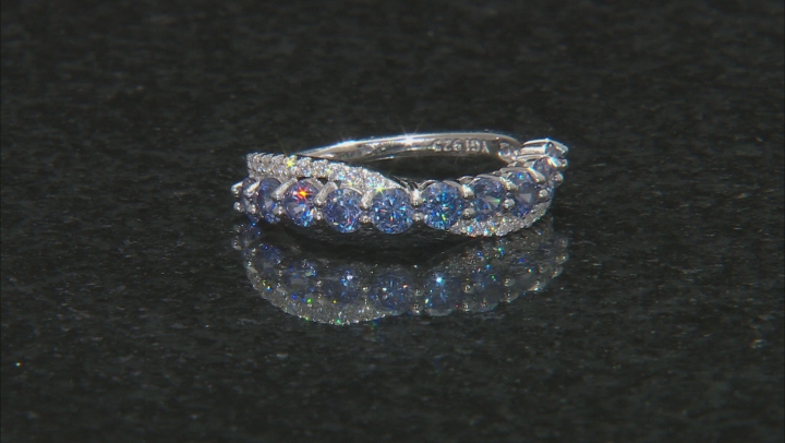 Blue and White Cubic Zirconia Rhodium Over Sterling Silver Rings Set of 3 6.00ctw Video Thumbnail