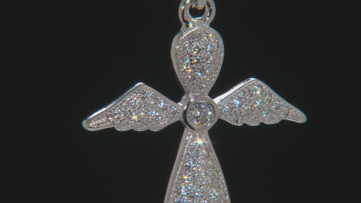 White Cubic Zirconia Rhodium Over Silver Cross Pendant With Chain 0.85ctw Video Thumbnail