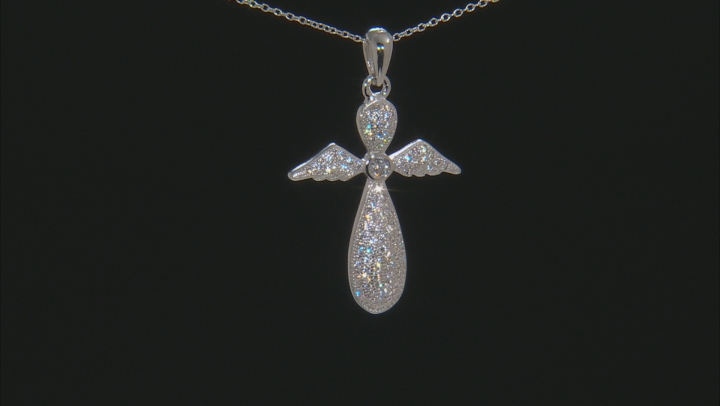 White Cubic Zirconia Rhodium Over Silver Cross Pendant With Chain 0.85ctw Video Thumbnail