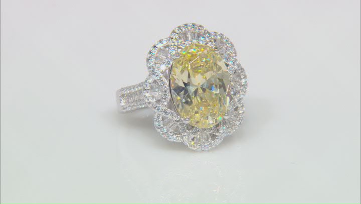 Yellow And White Cubic Zirconia Rhodium Over Sterling Silver Ring 11.76ctw Video Thumbnail