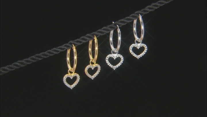 Diamond Accent 18k Yellow Gold And Rhodium Over Sterling Silver Earring Set Video Thumbnail