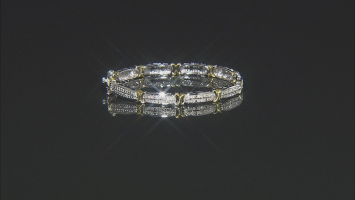 Diamond Rhodium And 18k Yellow Gold Over Brass Bracelet 0.95ctw Video Thumbnail