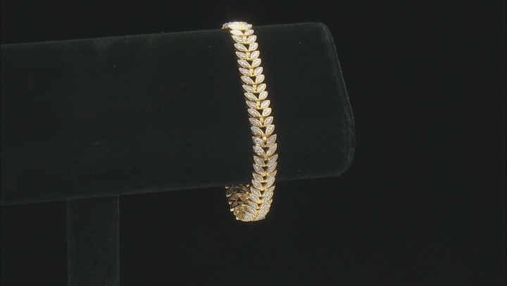 White Diamond 14k Yellow Gold Over Brass 3 Piece Bracelet Set Diamond Accent Video Thumbnail