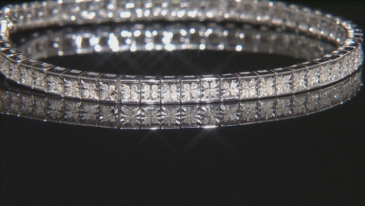 White Diamond Rhodium Over Sterling Silver Bracelet 1.00ctw Video Thumbnail