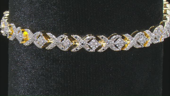 White Diamond 18k Yellow Gold Over Brass Bracelet 1.00ctw Video Thumbnail