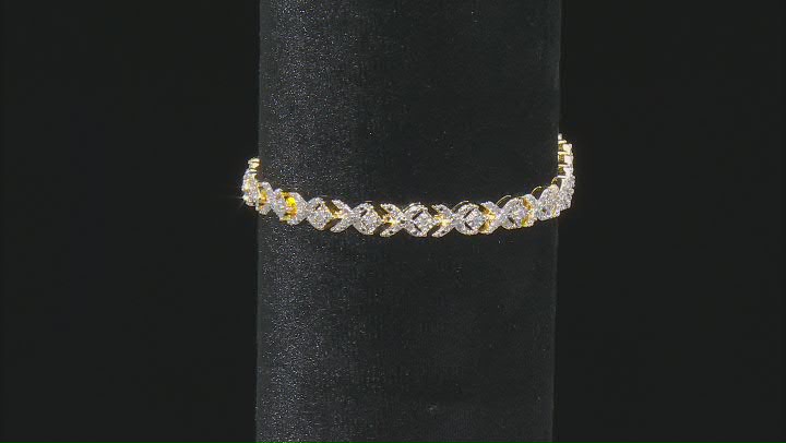 White Diamond 18k Yellow Gold Over Brass Bracelet 1.00ctw Video Thumbnail