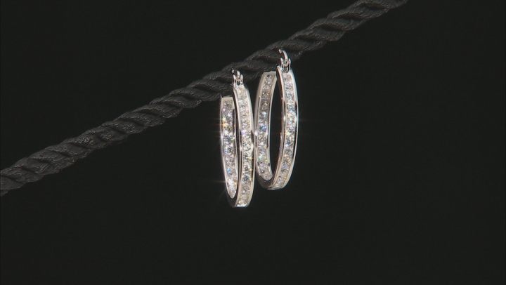 White Cubic Zirconia Rhodium Over Sterling Silver Inside Out Hoop Earrings 3.00ctw