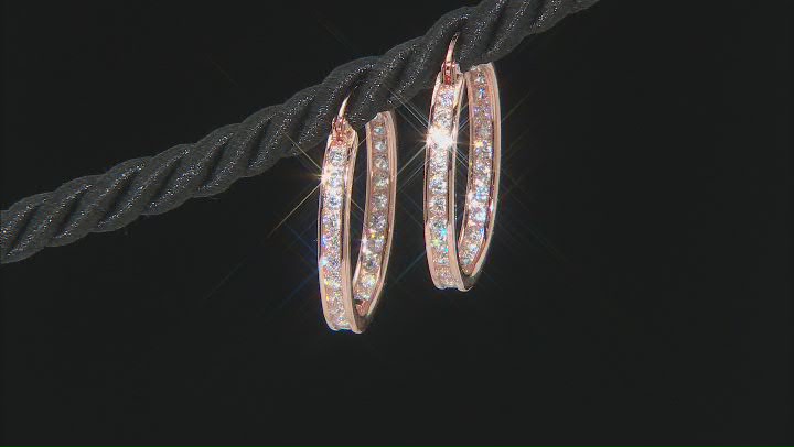 White Cubic Zirconia 18K Rose Gold Over Sterling Silver Inside Out Hoop Earrings 3.00ctw Video Thumbnail