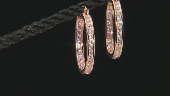 White Cubic Zirconia 18K Rose Gold Over Sterling Silver Inside Out Hoop Earrings 3.00ctw Video Thumbnail