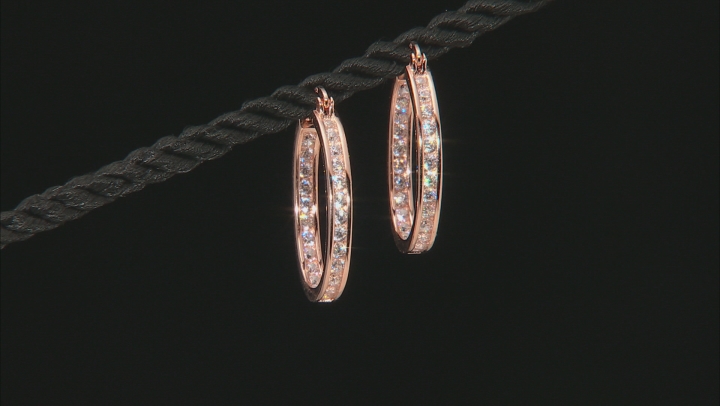 White Cubic Zirconia 18K Rose Gold Over Sterling Silver Inside Out Hoop Earrings 3.00ctw Video Thumbnail