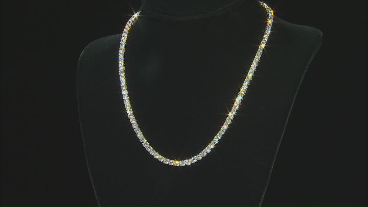 White Cubic Zirconia 18k Yellow Gold Over Sterling Necklace, Bracelet And Earrings Set 64.35ctw Video Thumbnail
