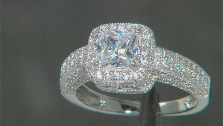 Cubic Zirconia Rhodium Over Sterling Silver Ring 4.20ctw Video Thumbnail