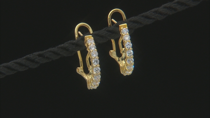 White Cubic Zirconia 18k Yellow Gold Over Silver Huggie Earrings  1.62ctw Video Thumbnail