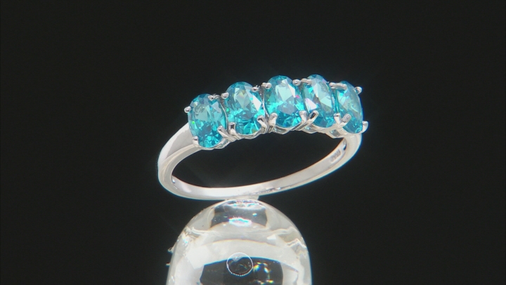 Blue Cubic Zirconia Rhodium Over Sterling Silver Ring 3.65ctw Video Thumbnail