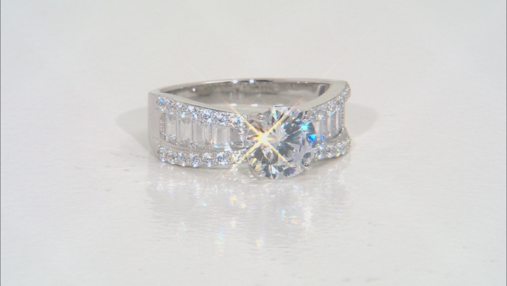White Cubic Zirconia Rhodium Over Sterling Silver Ring 6.45ctw Video Thumbnail