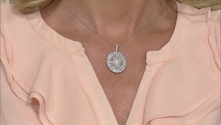 White Cubic Zirconia Rhodium Over Sterling Silver Pendant With Chain 5.83ctw Video Thumbnail