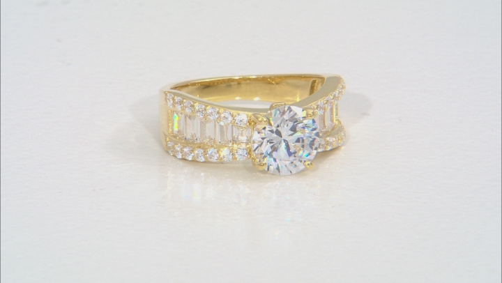 White Cubic Zirconia 18K Yellow Gold Over Sterling Silver Ring 6.45ctw Video Thumbnail