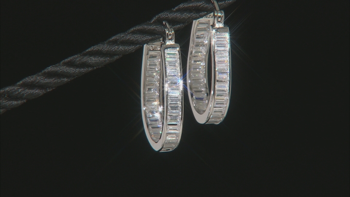 Cubic Zirconia Rhodium Over Sterling Silver Hoop Earrings 4.80ctw Video Thumbnail