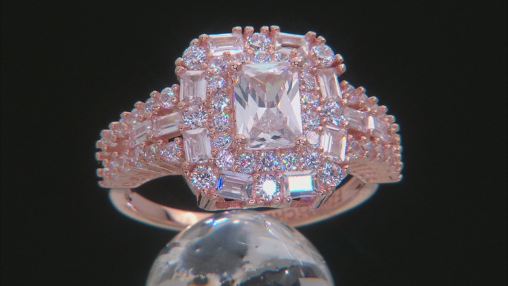 Cubic Zirconia 18K Rose Gold Over Sterling Silver Ring 3.66ctw Video Thumbnail