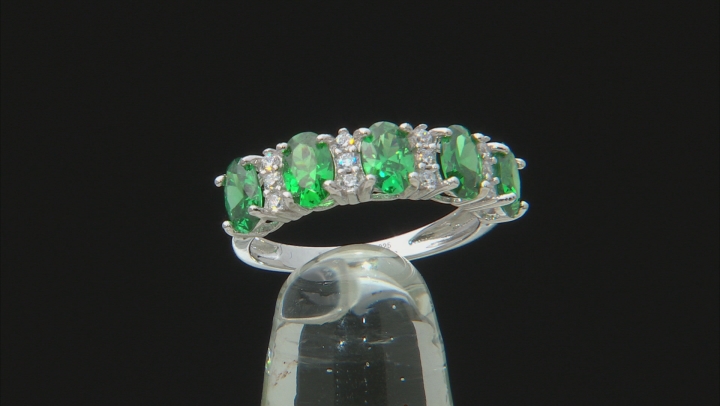 Green And White Cubic Zirconia Rhodium Over Sterling Silver Earrings And Ring Set 7.75ctw Video Thumbnail