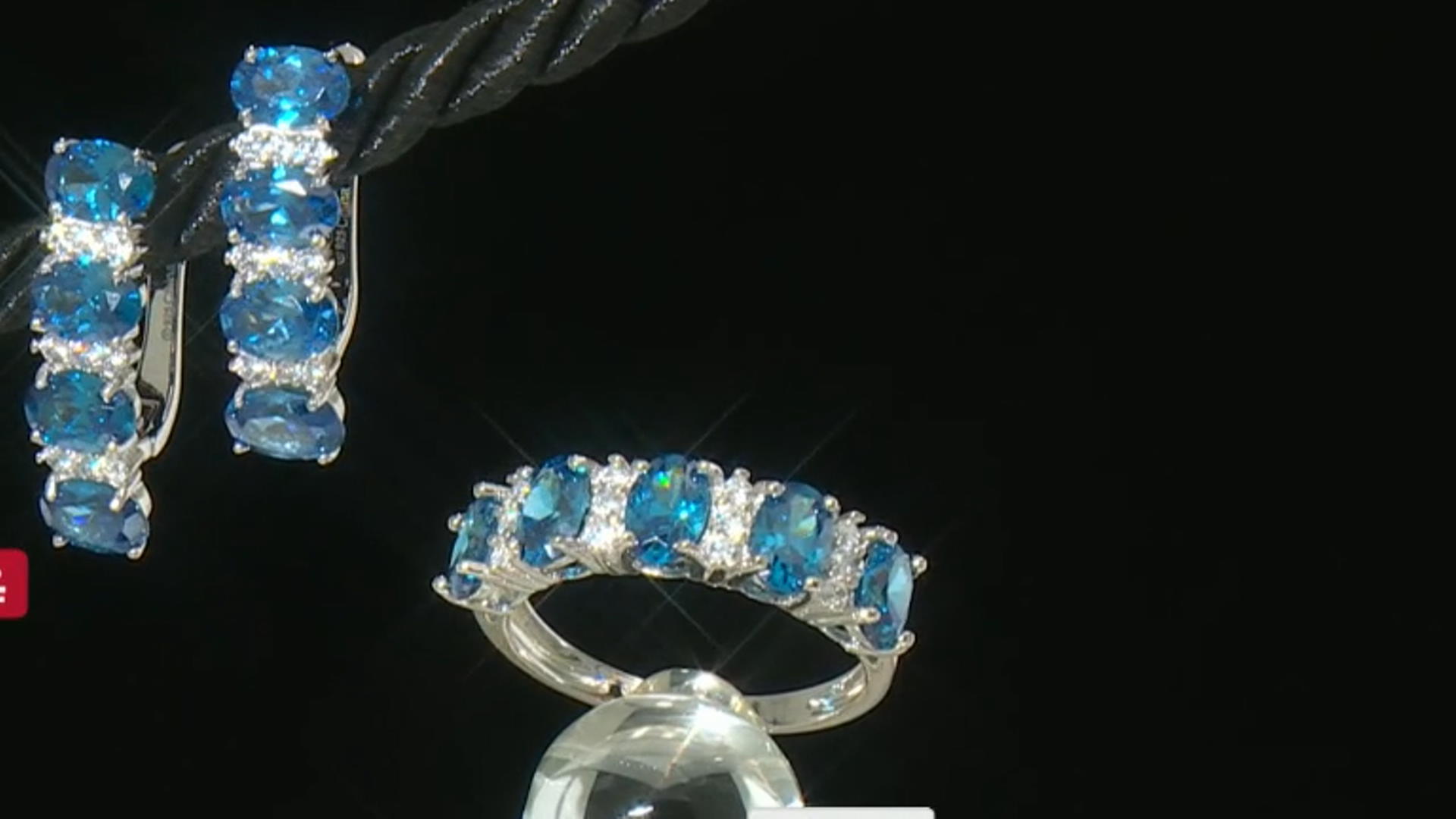 Blue And White Cubic Zirconia Rhodium Over Sterling Silver Earrings And Ring Set 7.75ctw Video Thumbnail