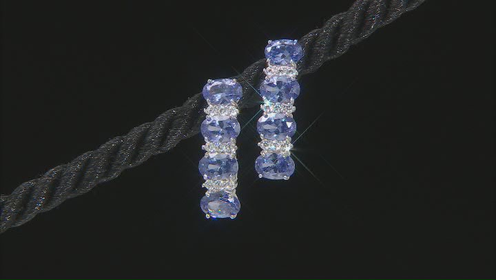 Blue And White Cubic Zirconia Rhodium Over Silver Earrings And Ring Set 7.75ctw Video Thumbnail