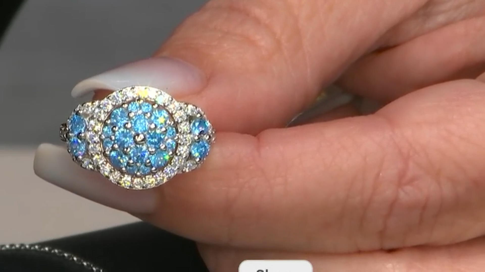Blue And White Cubic Zirconia Rhodium Over Sterling Silver Ring 2.60ctw Video Thumbnail